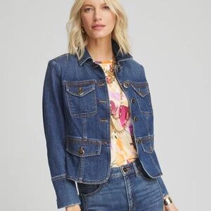 Chico's Peplum Denim Jacket Size 18/20